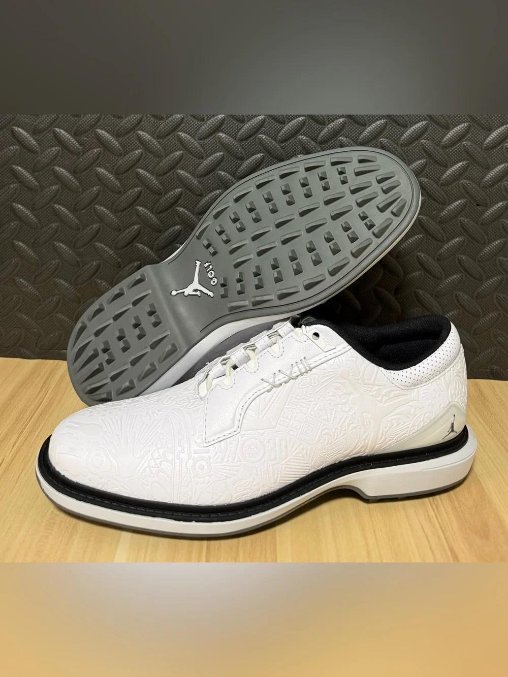 Nike Air Jordan ADG 5 Golf Shoes White Black Platinum FQ6642-102 Mens Size 8